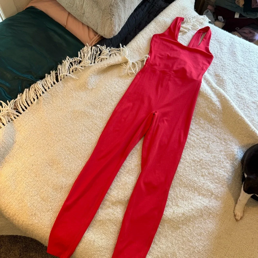 Red All in Motion Full Length Workout Jumpsuit xs - Picture 3 of 4